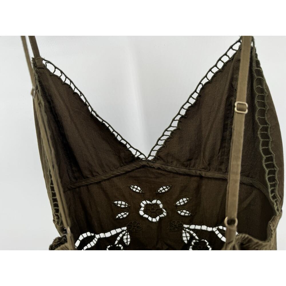Embroidered Sun Dress Anthropologie Brown Eyelet Cutouts Medium NWT MSRP $138 - Picture 9 of 16